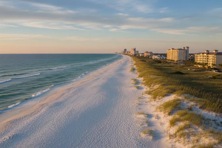 Panama City Beach Florida United States shoreline on the Emerald Coast