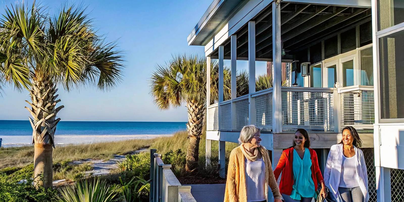Panama City Beach bachelorette group walking along the shoreline