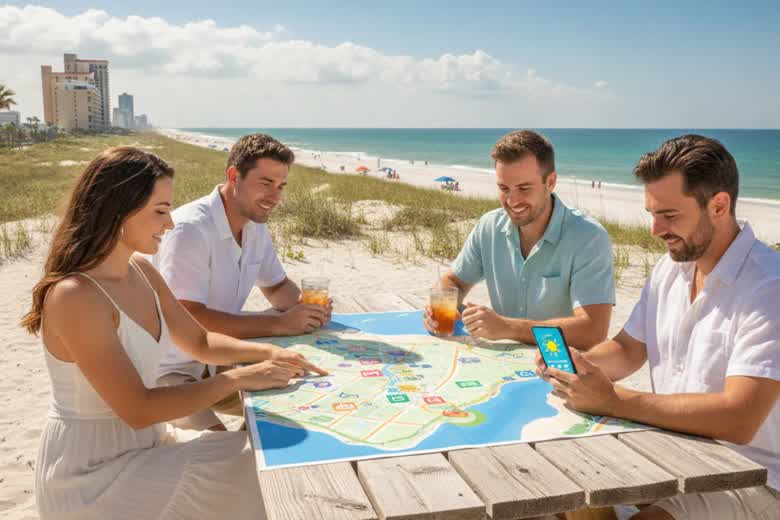Travelers comparing Panama City Beach vacation rental options near the Gulf